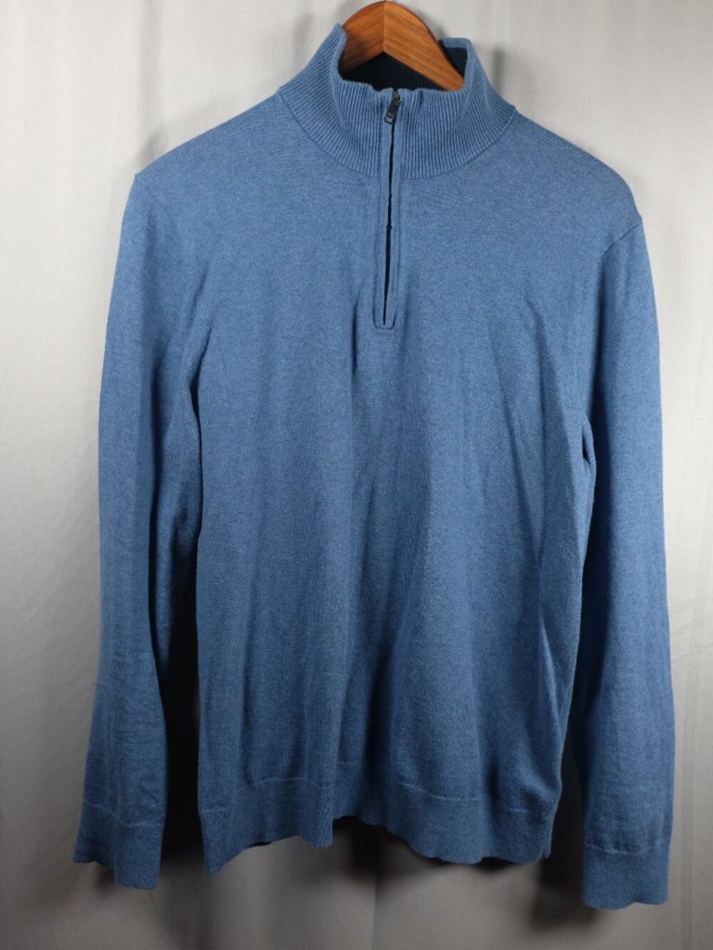 Banana Republic Sweater Mens Blue Silk Cashmere Blend Quarter Zip Pullover Knit